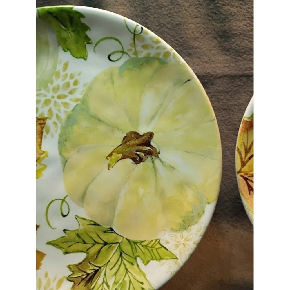 Set/2 Robert Stanley Harvest Pumpkin Salad Dessert Plates Fall Thanksgiving 2C